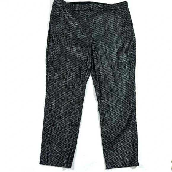 New White House Black Market The Slim Ankle Pants Metallic Black - Picture 1 of 9